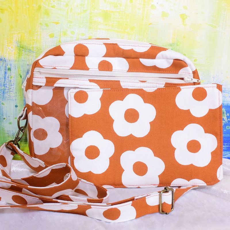 痛バッグショルダー 花とオレンジ