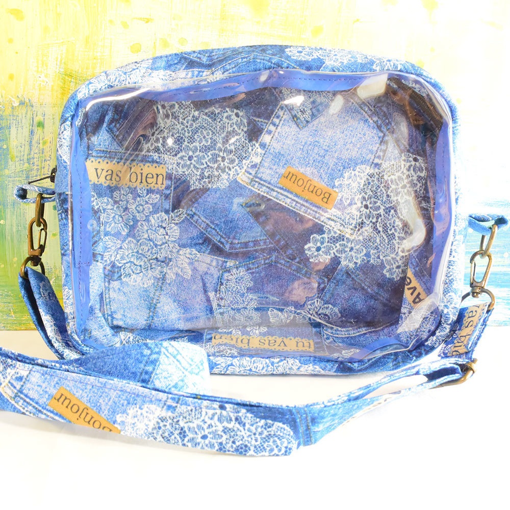 ぬいぐるみ用ショルダーバッグ デニムとレース