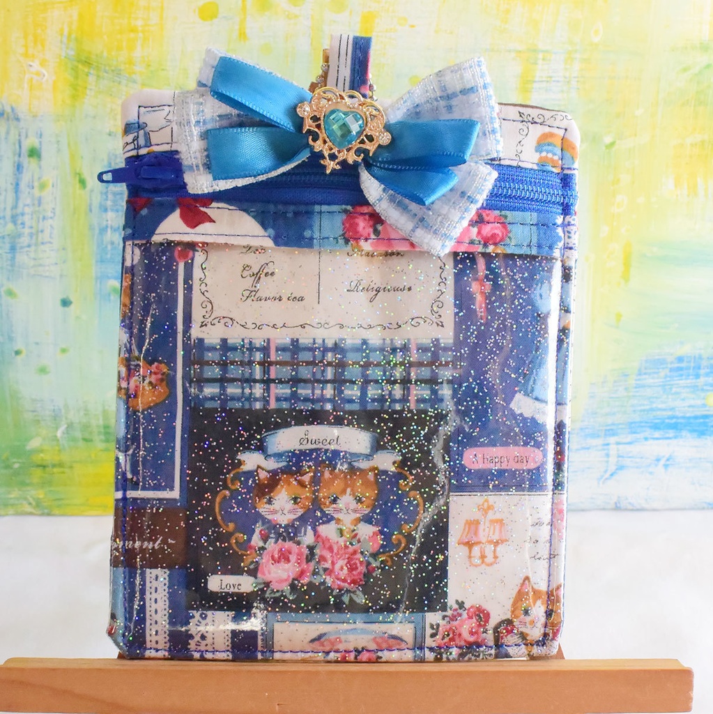 アクリルコースターケース　おすまし猫（キラキラ）