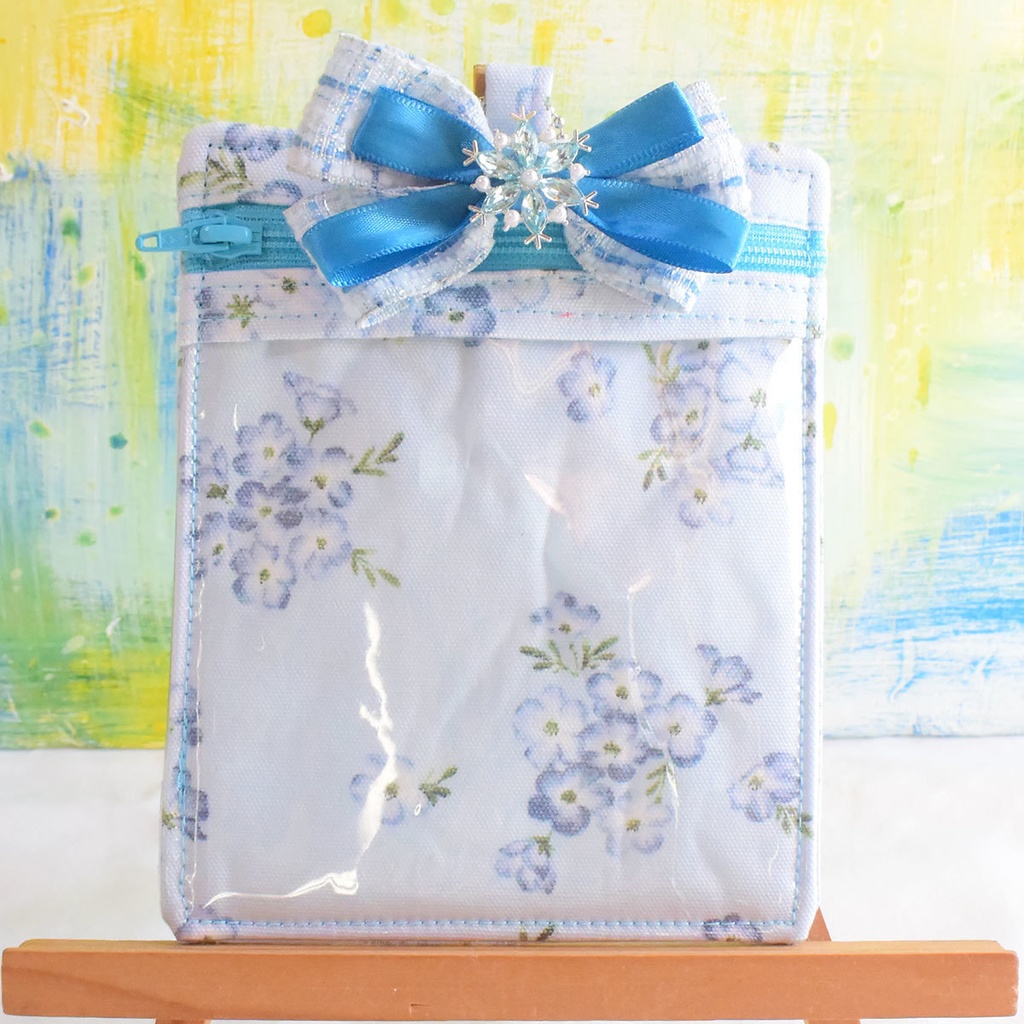 アクリルコースターケース　青い花