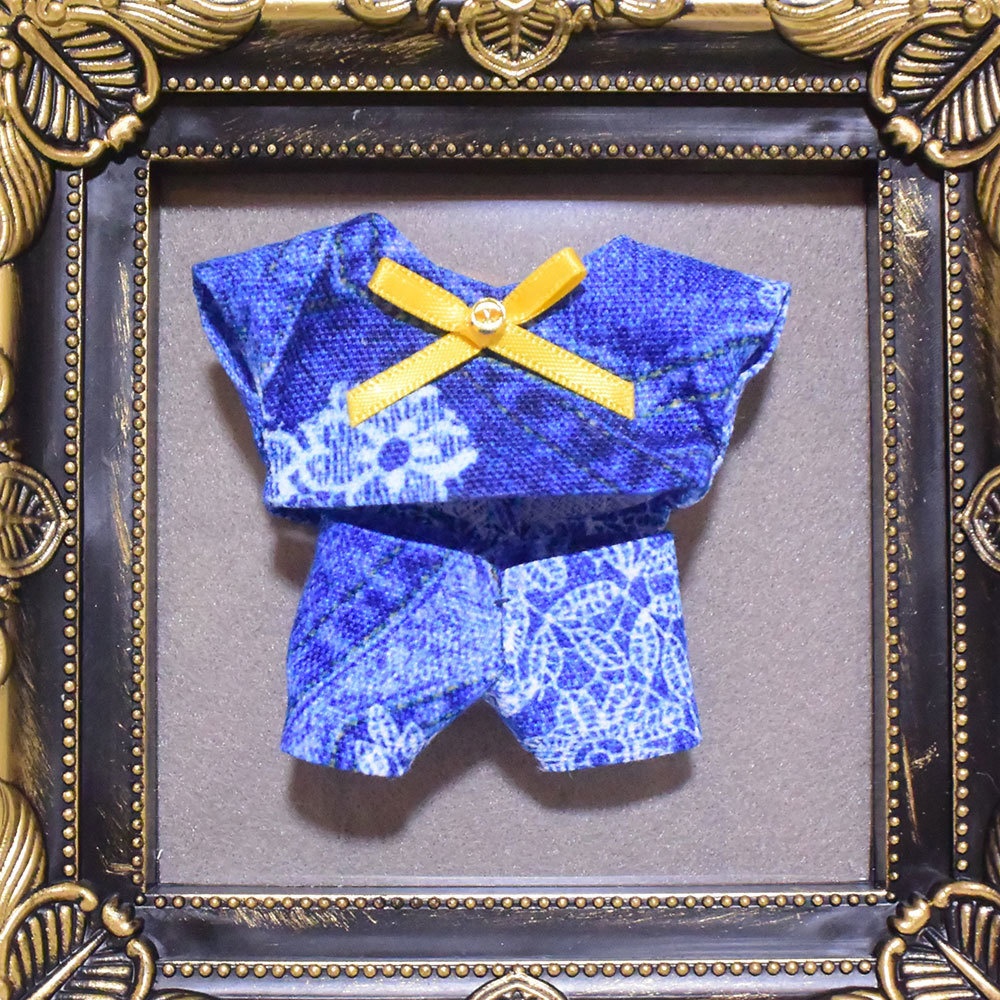 10センチぬいぐるみ服　デニムにレース