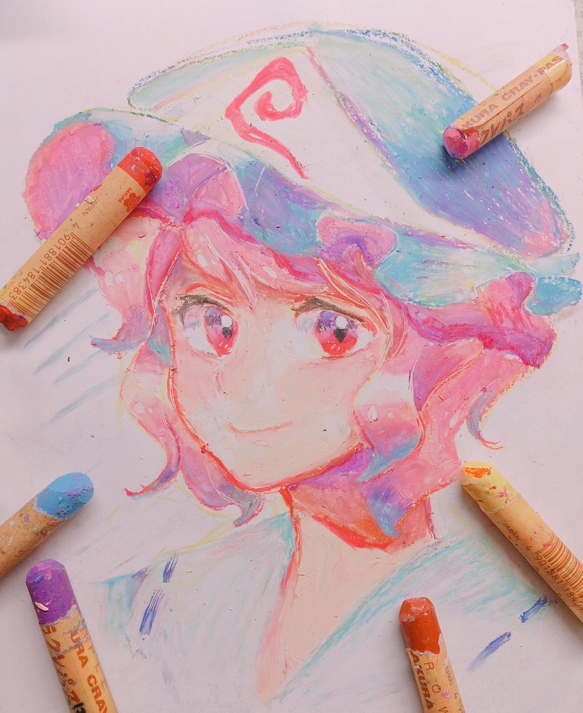 【東方Project】西行寺幽々子 クレヨン画