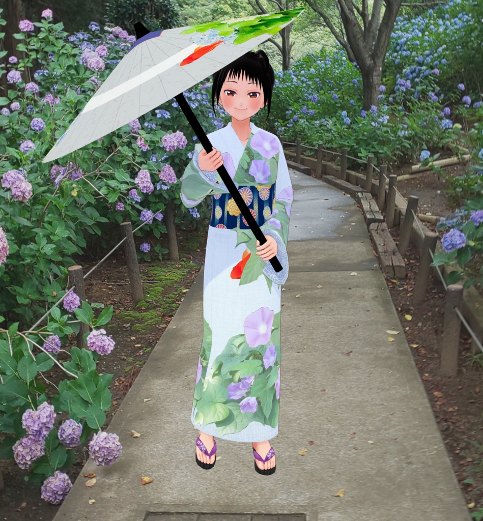 紫陽花と金魚の番傘