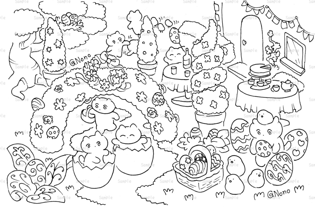 ポストカード　ねこのイースター   0016