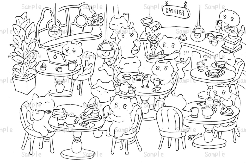 ポストカード　ねこのカフェ  0037