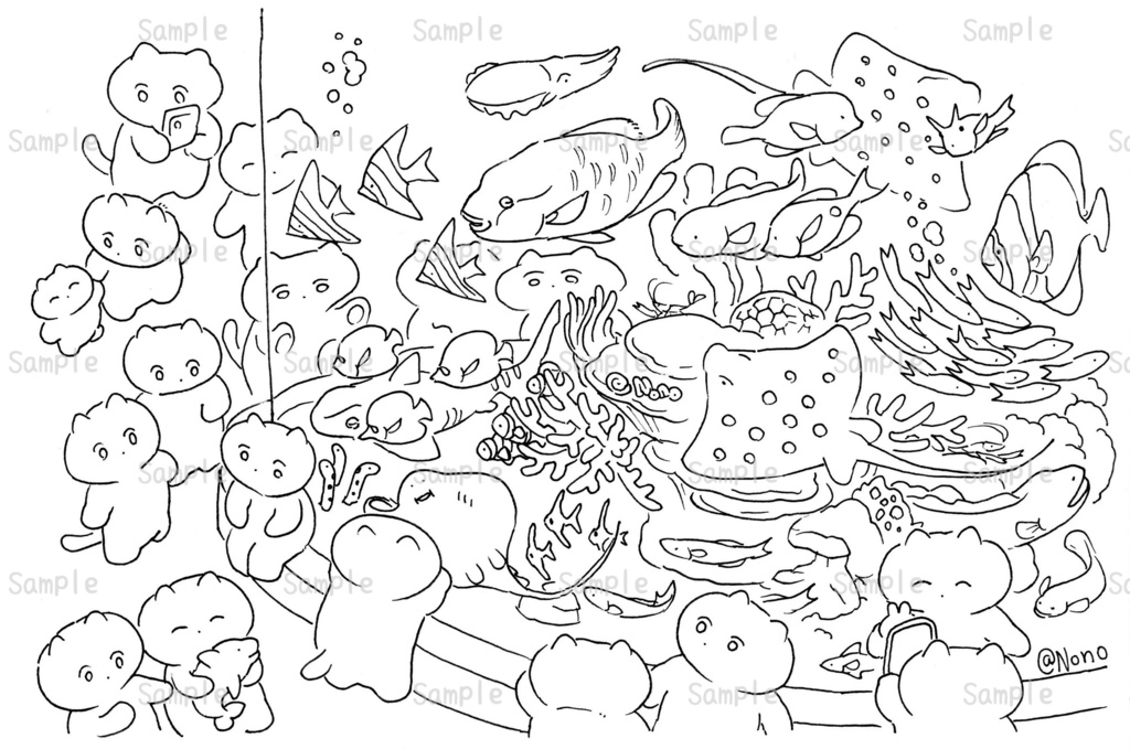 ポストカード　水族館ねこ  0049