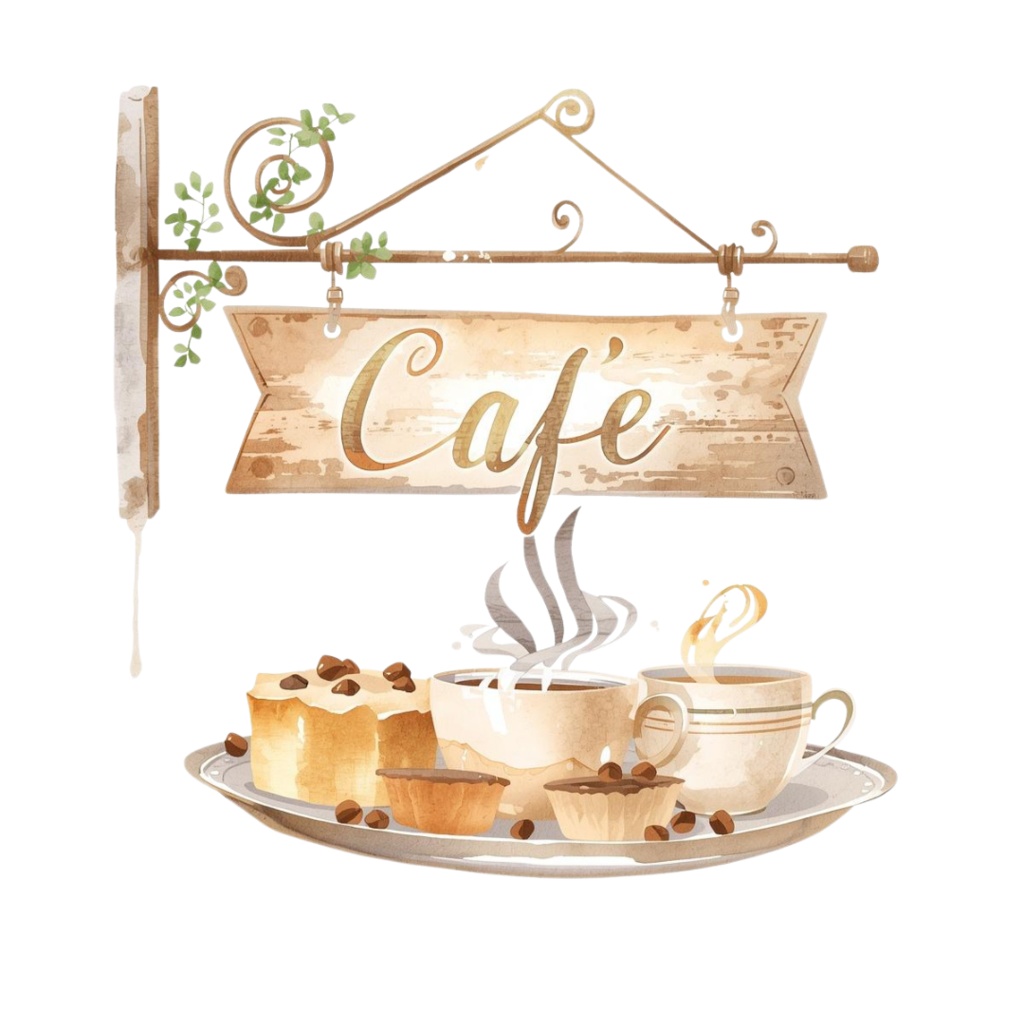 水彩タッチのカフェクリップアート|やさしい雰囲気のコーヒー&スイーツ素材(PNG)