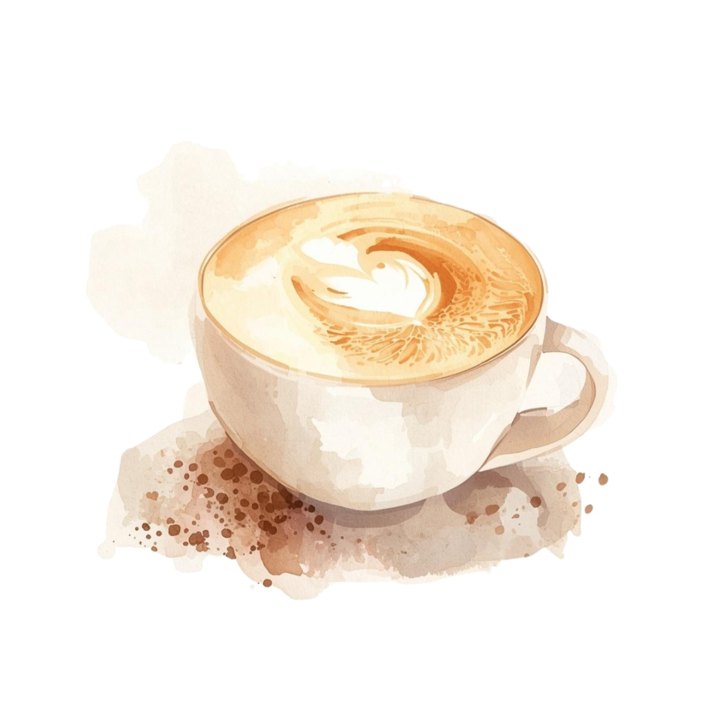 水彩タッチのカフェクリップアート|やさしい雰囲気のコーヒー&スイーツ素材(PNG)