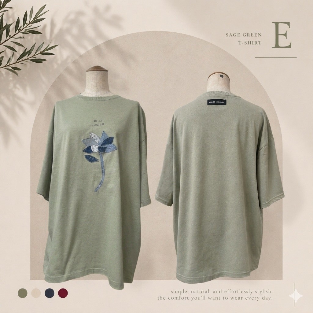 【1点物】DENIM FLOWER T-Shirt【E】