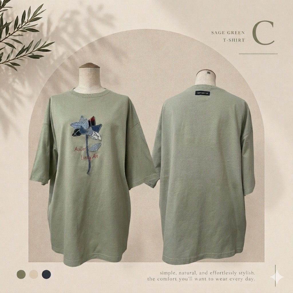 【1点物】DENIM FLOWER T-Shirt【C】