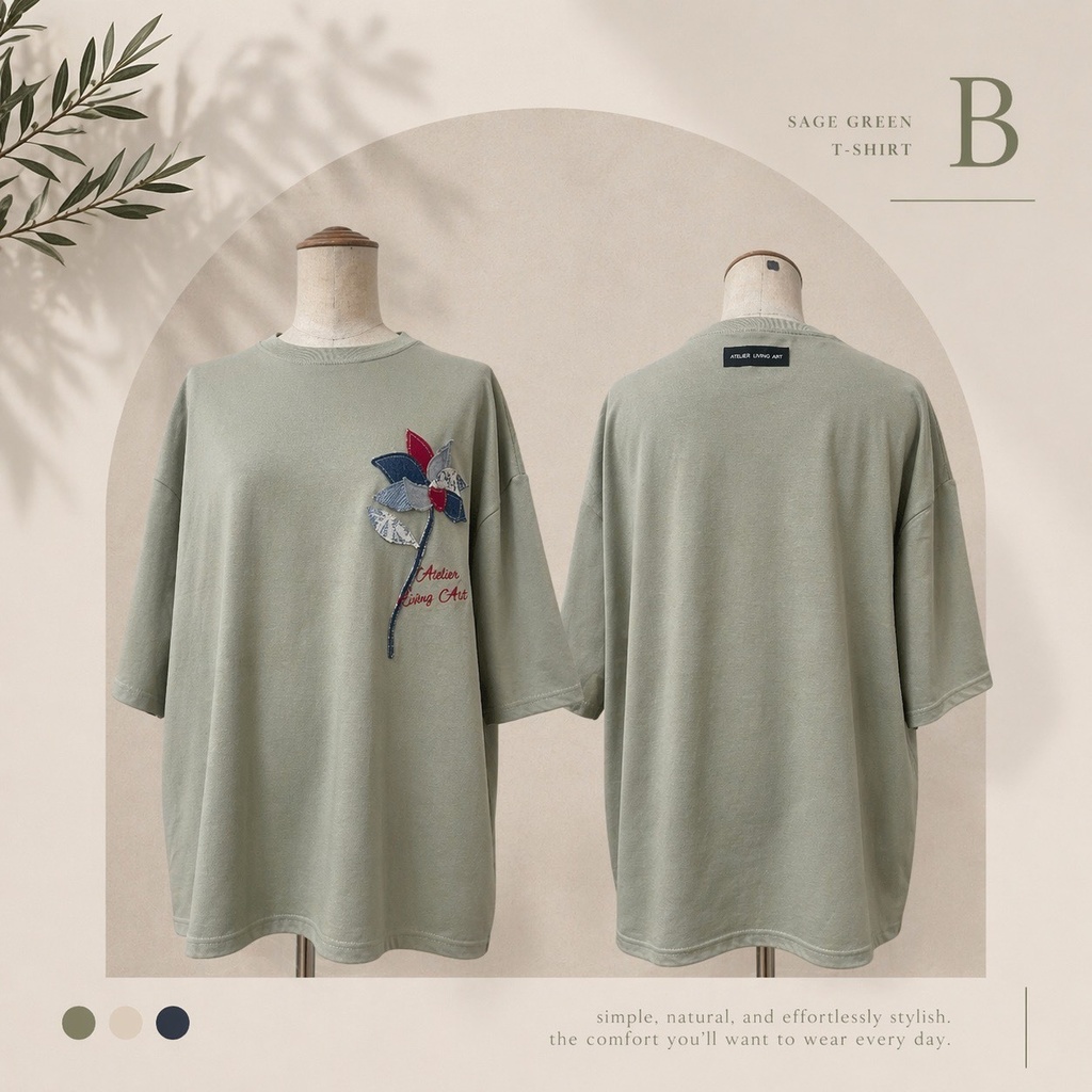 【1点物】DENIM FLOWER T-Shirt【B】