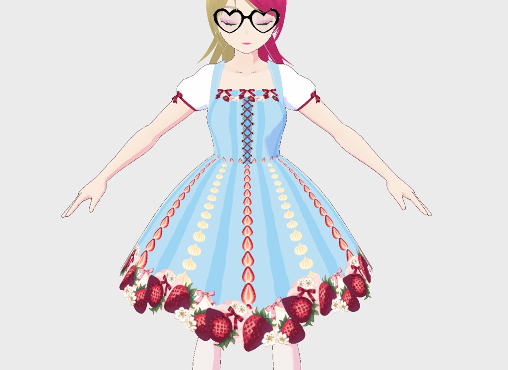 Strawberries and Cream Cottagecore Dress