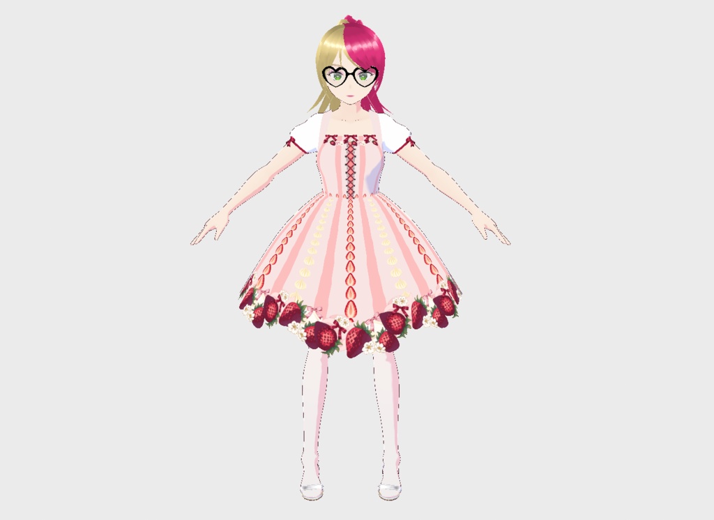 Strawberries and Cream Cottagecore Dress