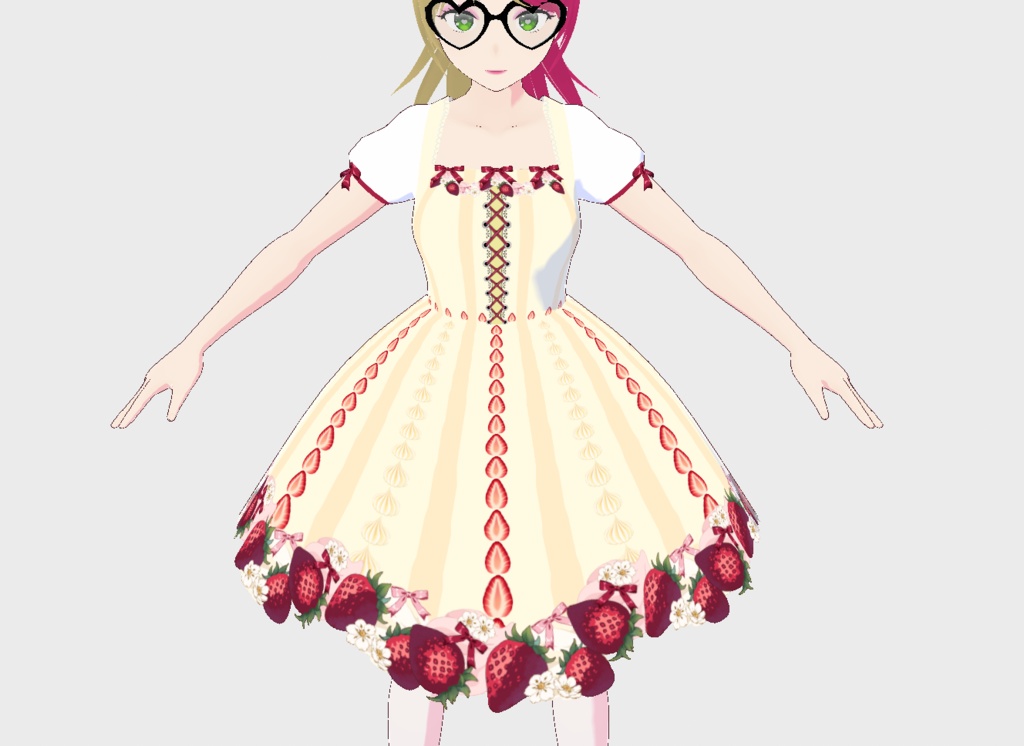 Strawberries and Cream Cottagecore Dress