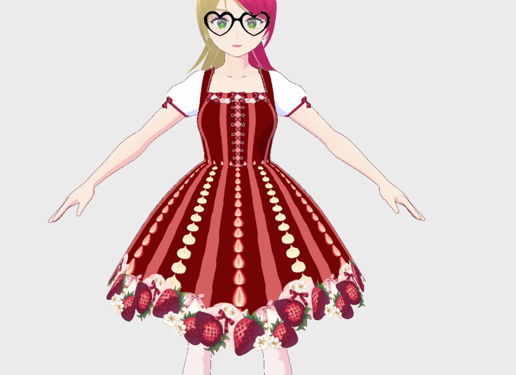 Strawberries and Cream Cottagecore Dress