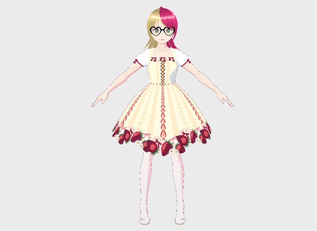 Strawberries and Cream Cottagecore Dress