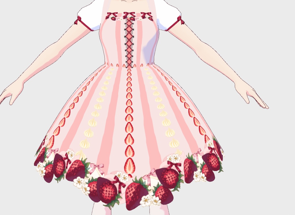 Strawberries and Cream Cottagecore Dress