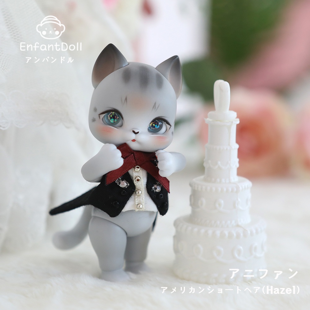 [アンパンドル-アニファンHazel-グレー] 購入即時発送/ココリアン互換 / 猫球体関節人形