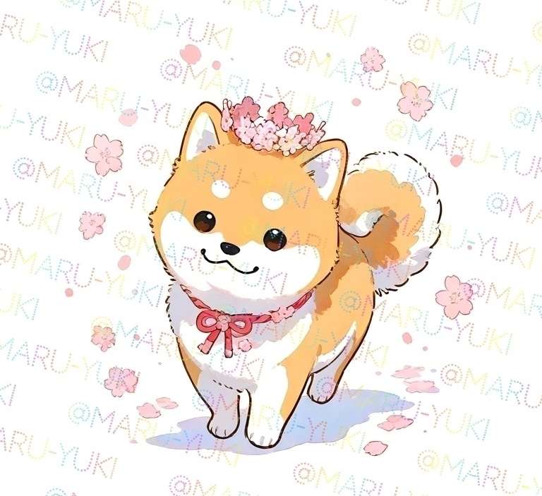春を彩る柴犬イラスト20点詰め合わせ(柴犬と桜)
