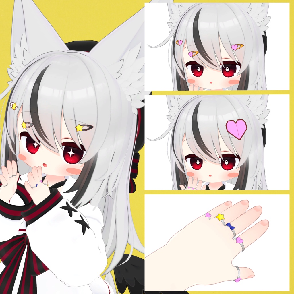 【5アバター対応】OrigamiRing&HairClip【MA想定】