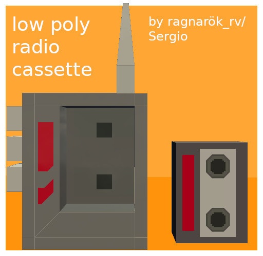 low poly radio cassette