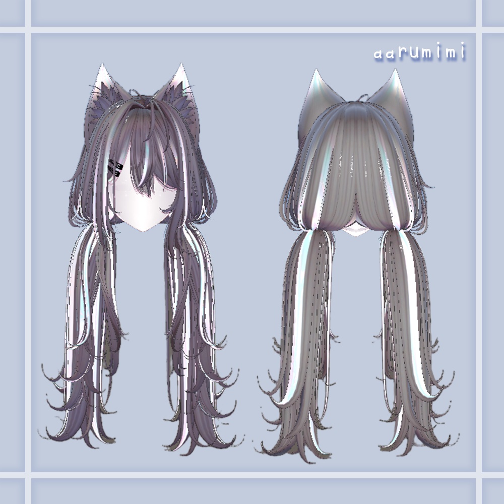 ☆【Oversleep low Twin Tail】Hair Line Highlights Mask Texture #aarumimi