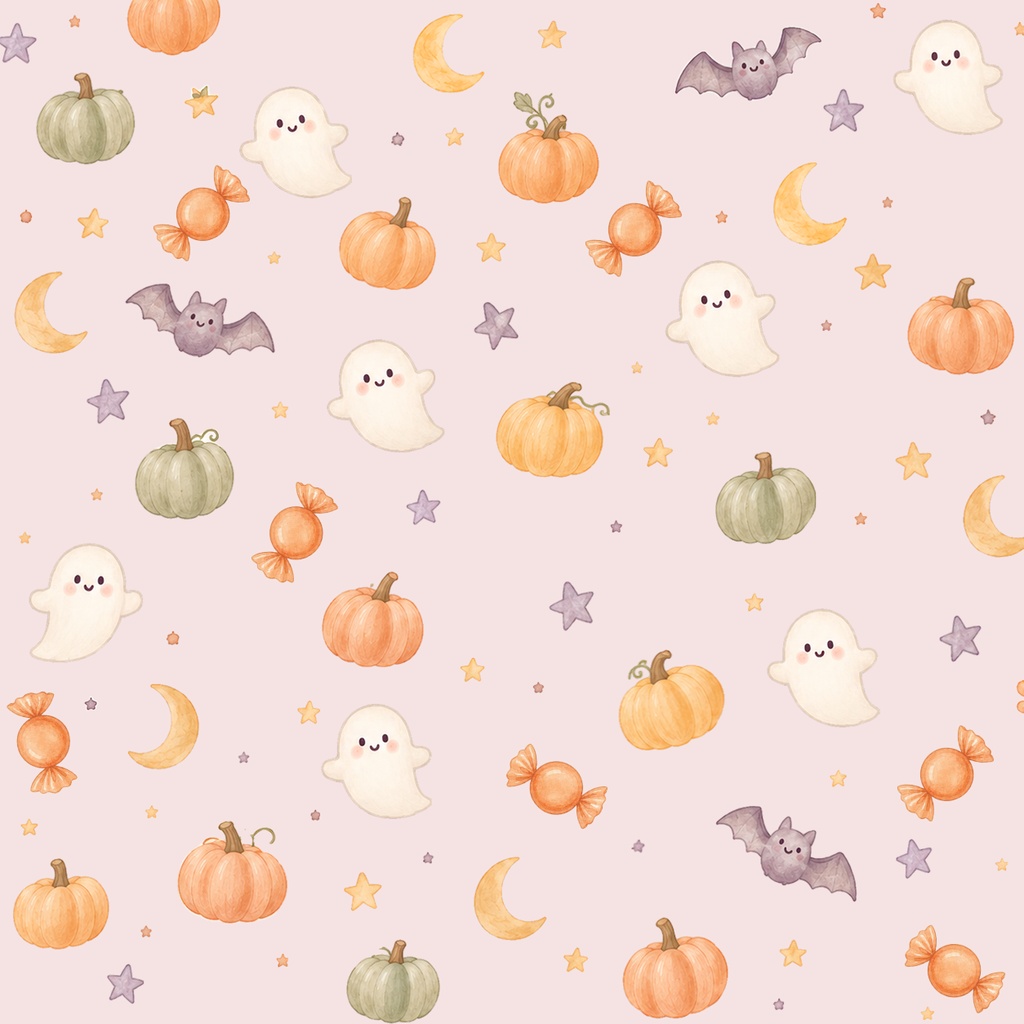 ハロウィンデジタルペーパー 5枚セット|おばけ・かぼちゃ・コウモリ|かわいいパステル背景素材