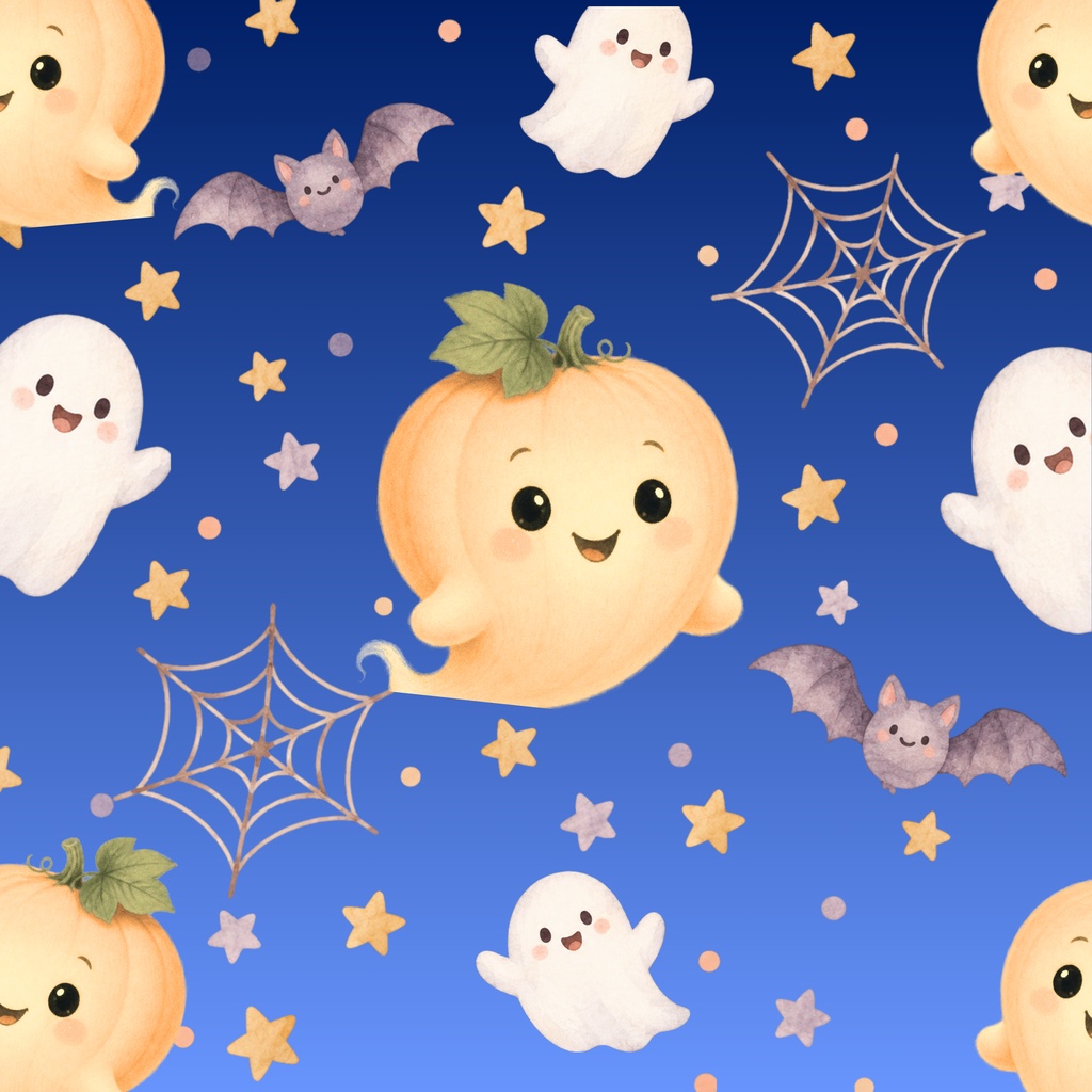 ハロウィンデジタルペーパー 5枚セット|おばけ・かぼちゃ・コウモリ|かわいい水彩風背景素材