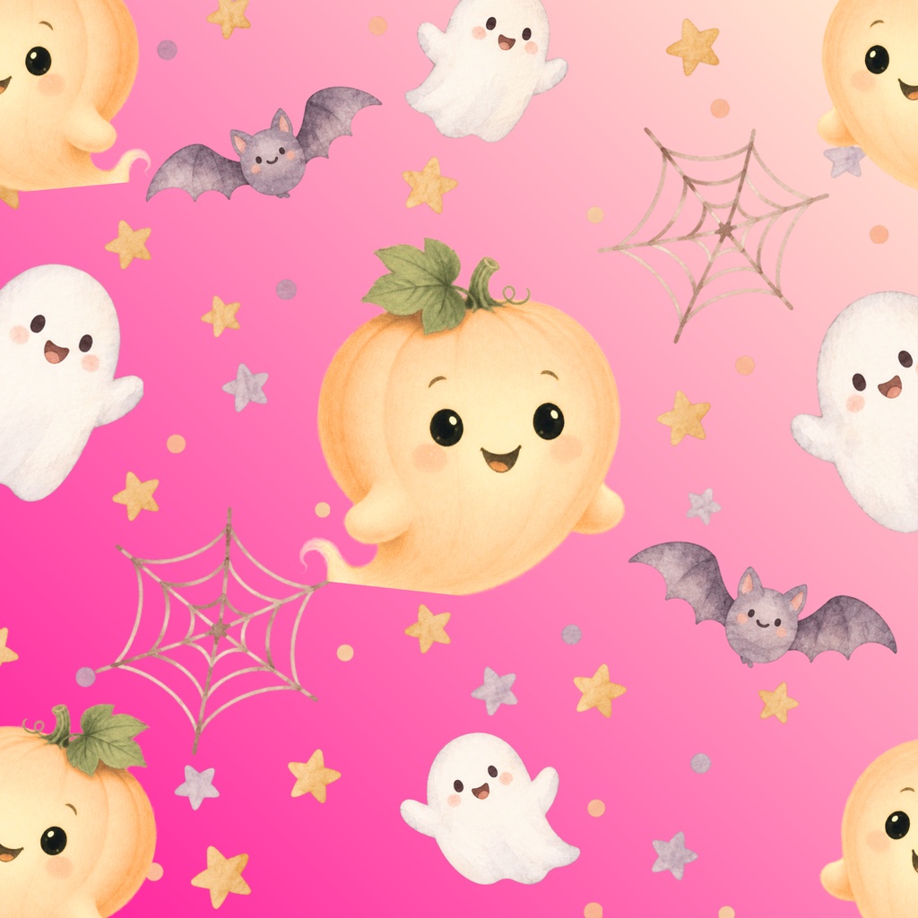 ハロウィンデジタルペーパー 5枚セット|おばけ・かぼちゃ・コウモリ|かわいい水彩風背景素材