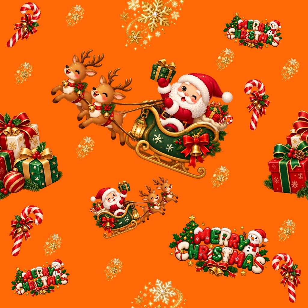 【クリスマス】サンタ&トナカイの可愛いデジタルペーパー5枚セット|シームレス素材