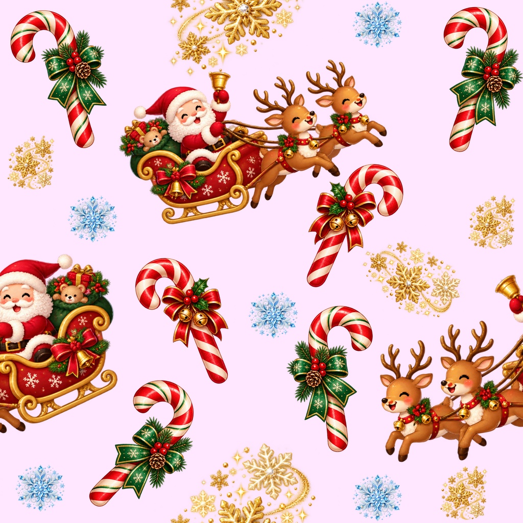 【クリスマス】サンタ&トナカイの可愛いデジタルペーパー5枚セット|シームレス素材