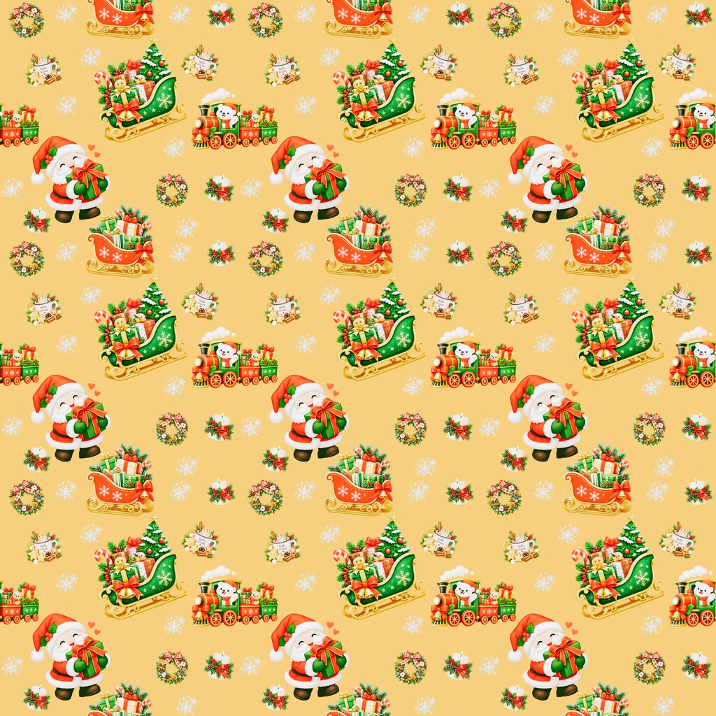 【クリスマス】可愛いサンタ&トナカイのデジタルペーパー10枚セット|シームレス背景素材