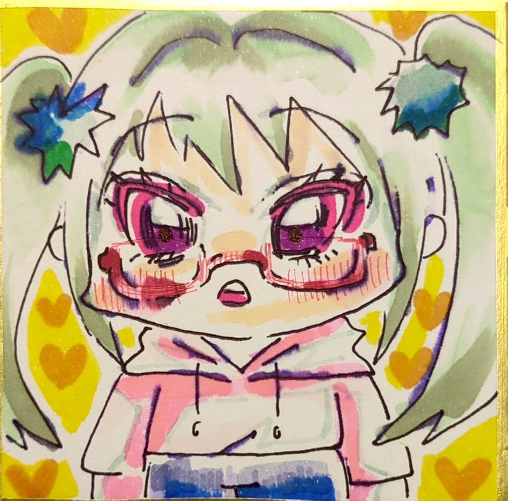 直筆イラスト色紙【SD海栗ちゃん】