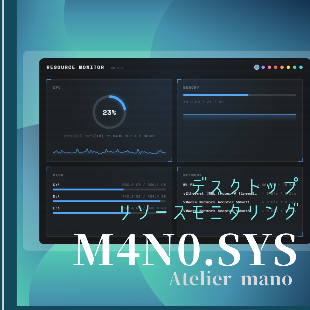 【無料DL】リソースモニタリングツール M4N0.SYS