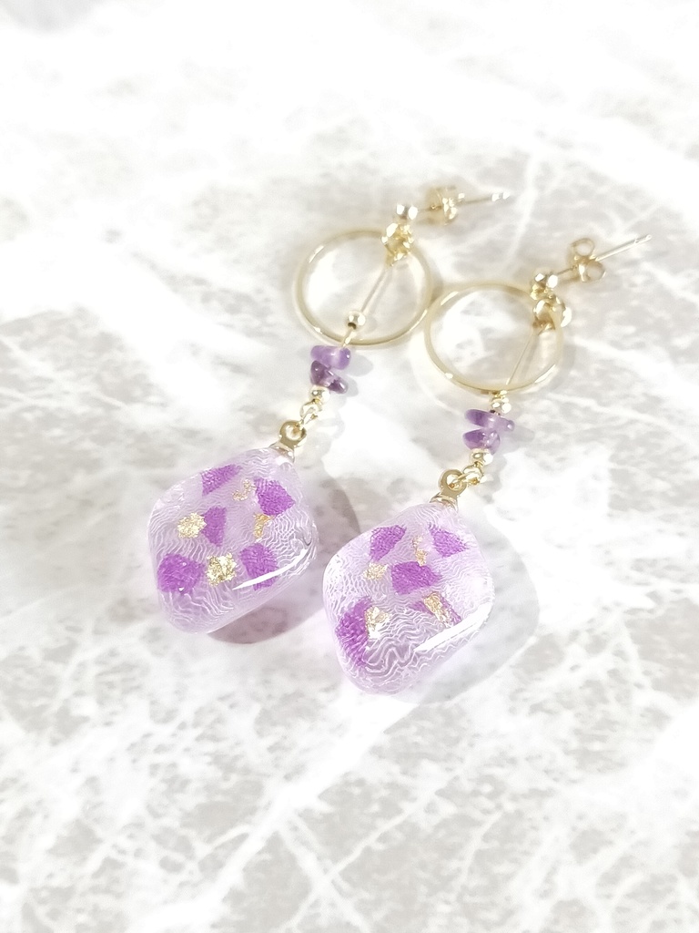 【オリジナル】藤　耳飾り　イヤリング/ピアス