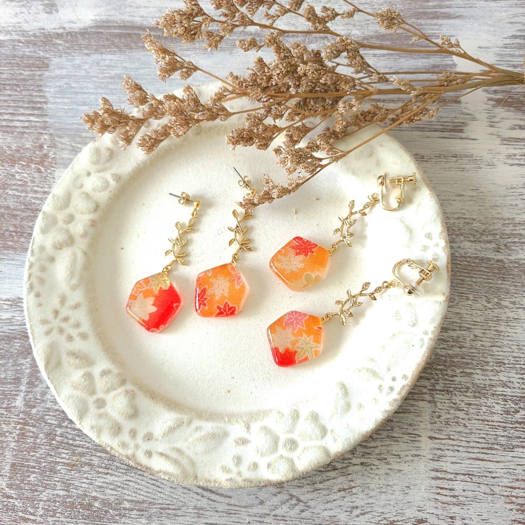 【オリジナル】紅葉のイヤリング/ピアス
