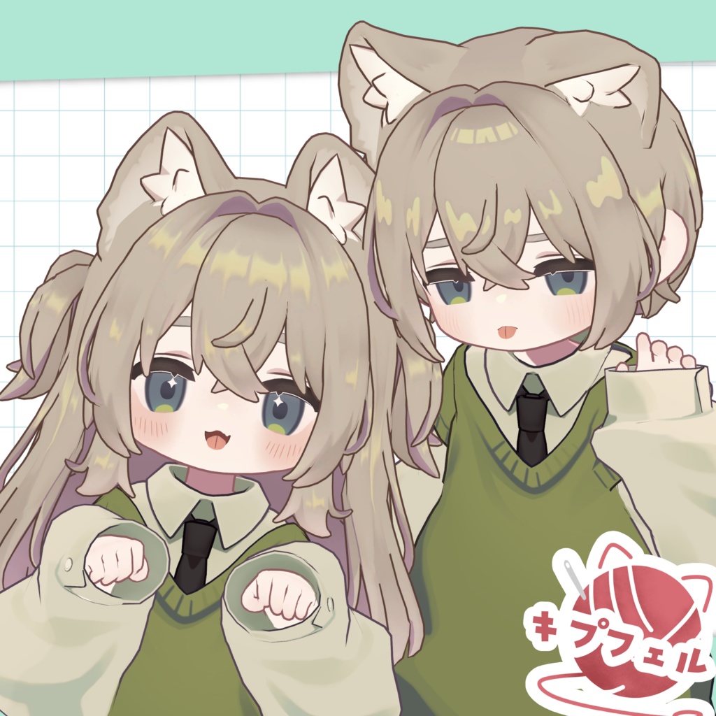 【キャンペーン中】🐶わんわんツーサイドアップとにゃんショート🐱【10アバター】