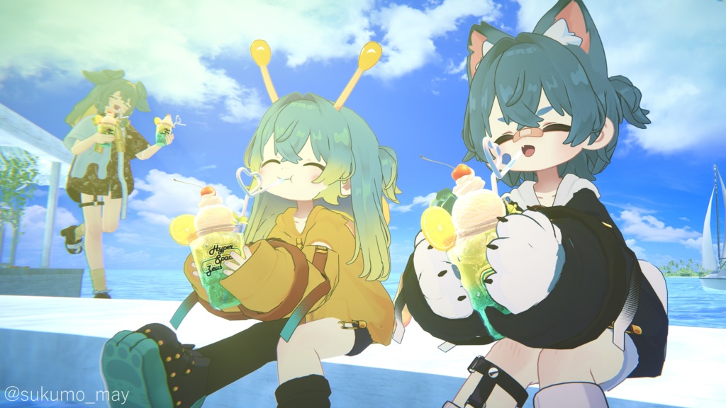 🐶わんわんツーサイドアップとにゃんショート🐱【10アバター】