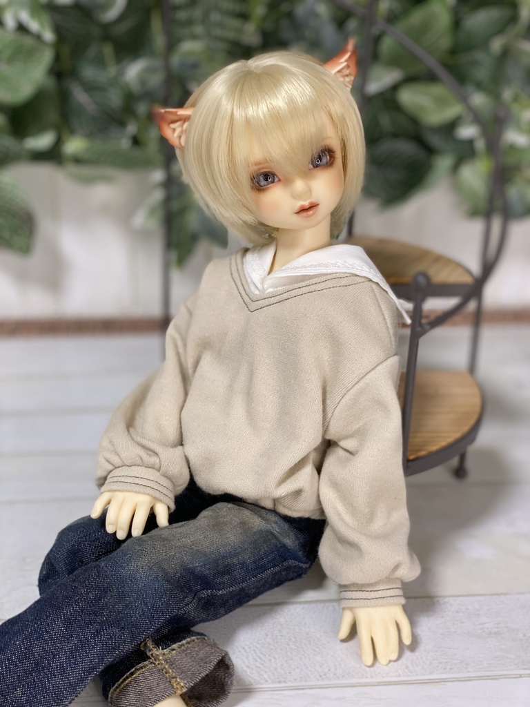 Vネックニット(ベージュ)セット
