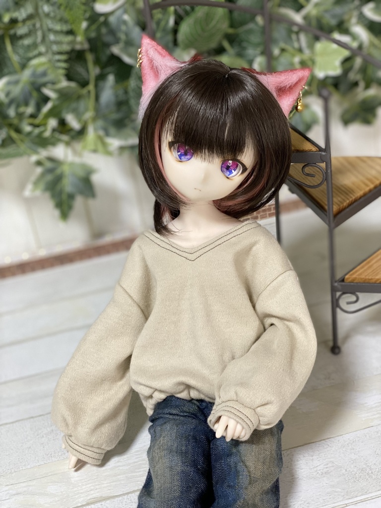 Vネックニット(ベージュ)セット