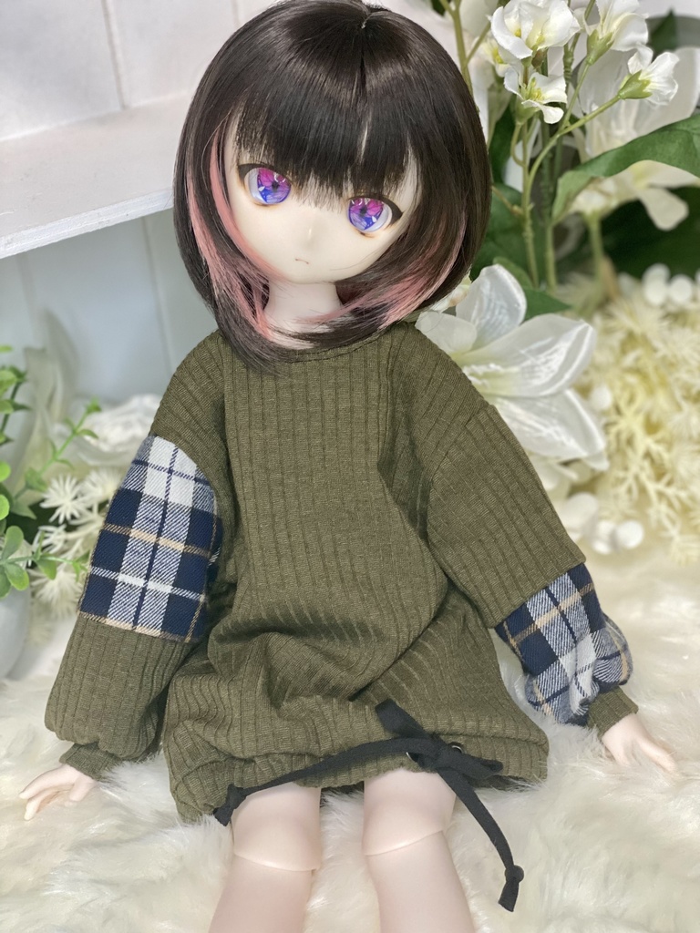 (抹茶チェック)だぼゆるシャツ