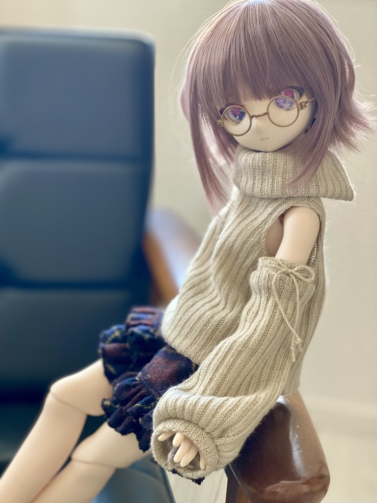 肩だしニット＆チェックニットキュロット（赤系）