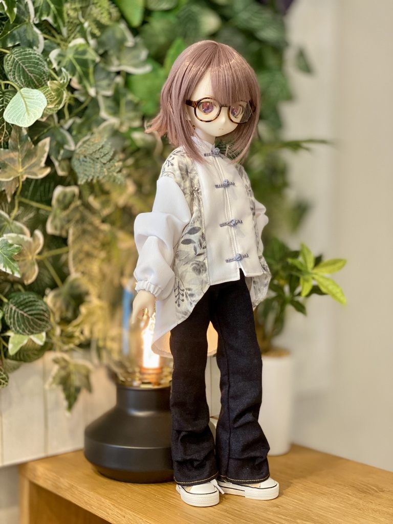 （灰白灰）チャイナシャツセット