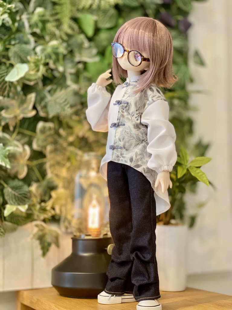 【白灰】チャイナシャツセット