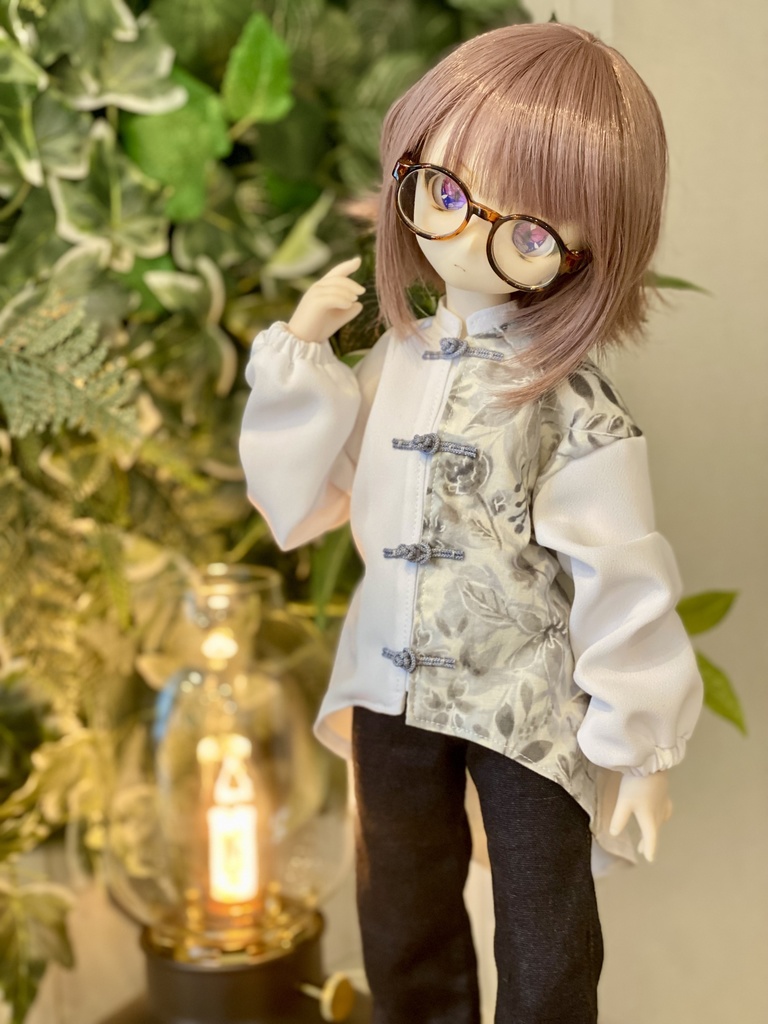 【白灰】チャイナシャツセット