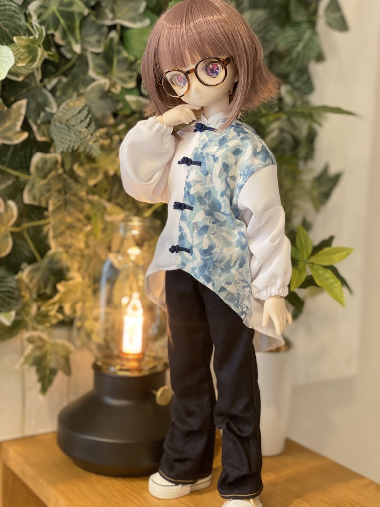 【白青】チャイナシャツセット