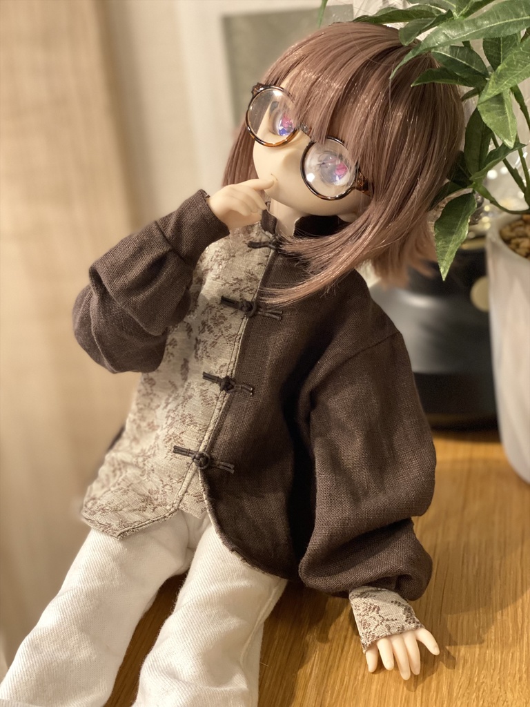 【ベージュ花茶】チャイナシャツセット（MDD/SDM）