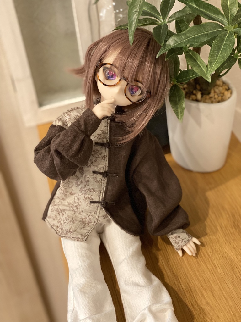 【ベージュ花茶】チャイナシャツセット（MDD/SDM）