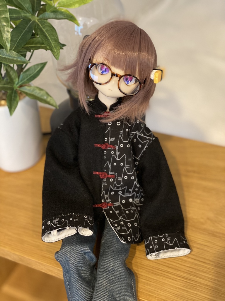 （赤）ねこちチャイナシャツセット【MDD/SDM】