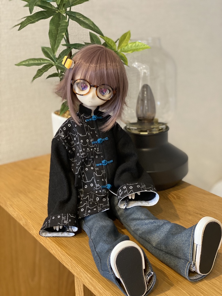 （青）ねこちチャイナシャツセット【MDD/SDM】